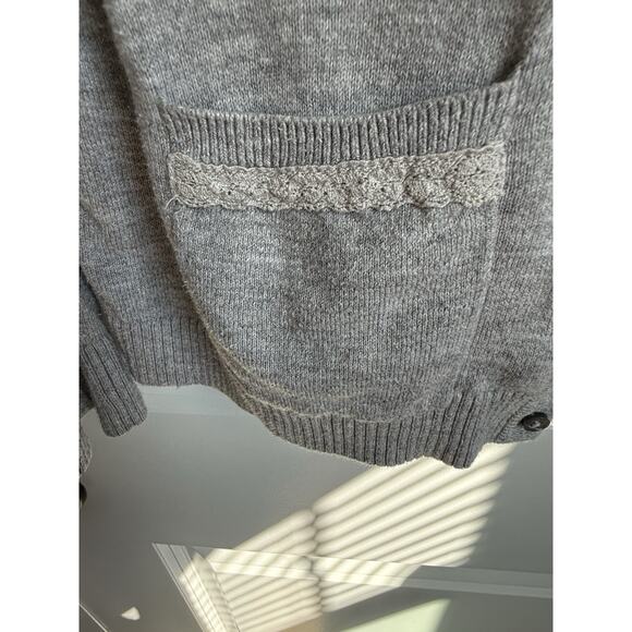 Y2K Hollister Lace Back Cardigan, Gray Button Up Sweater - Picture 4 of 9